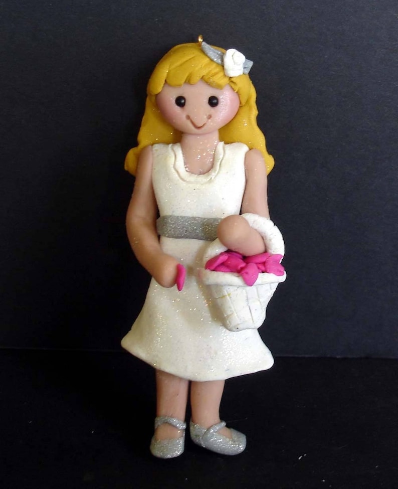 Flower Girl Christmas Ornament Wedding Party Polymer Clay Etsy
