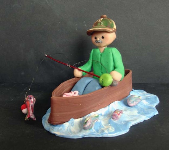 Pecheur Bateau De Peche Gateau Topper Appat Can Fabrique A La Etsy France