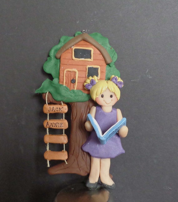 Treehouse Christmas Ornament Club House Tree Climber Handcrafted Polymer Clay Milestone Cake Topper Tree House Hide Out Friends Birthday