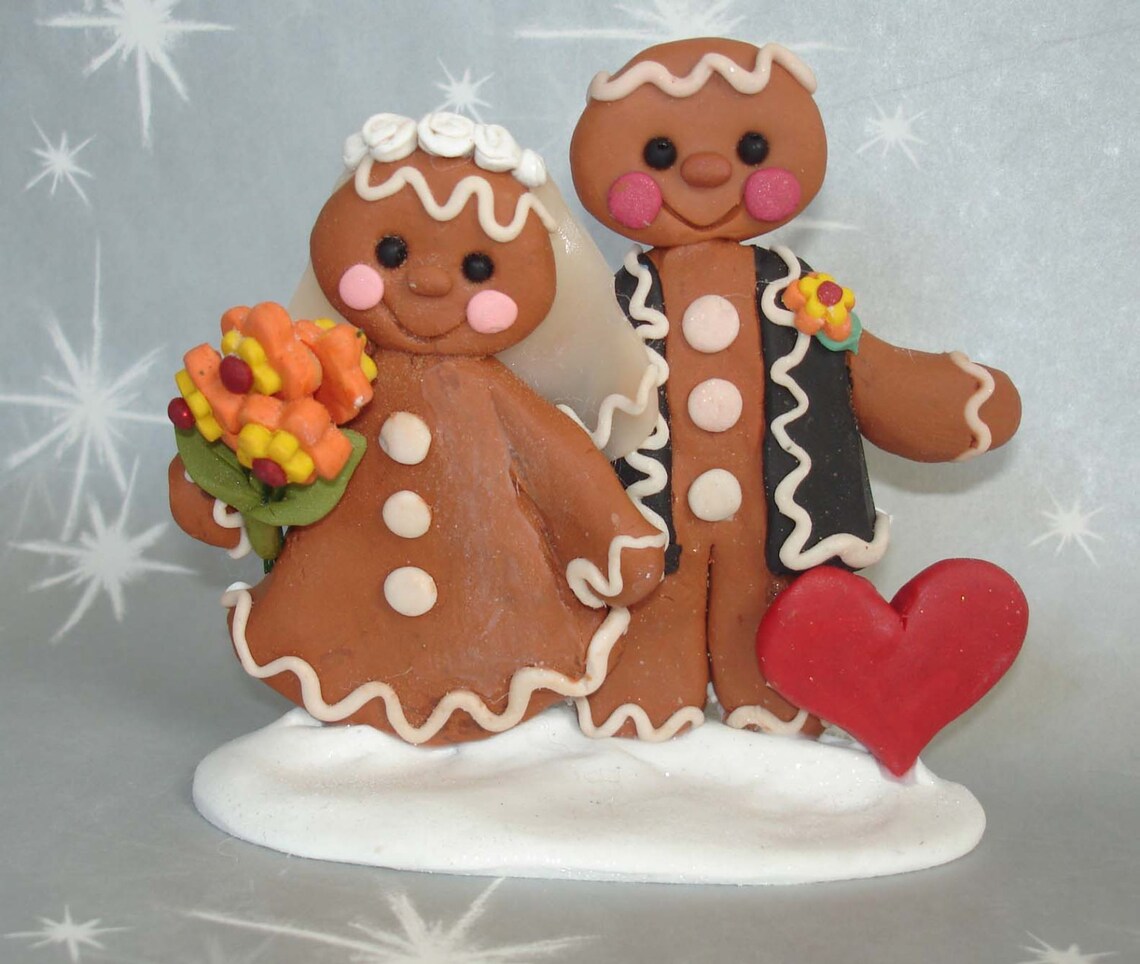 Gingerbread Bride Groom Wedding Couple Handcrafted Polymer - Etsy Nederland