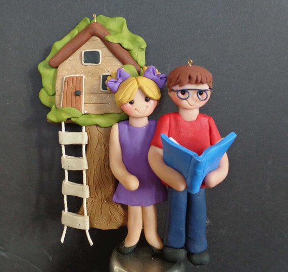 Treehouse Christmas Ornament Club House Tree Climber Handcrafted Polymer Clay Milestone Cake Topper Tree House Hide Out Friends Birthday