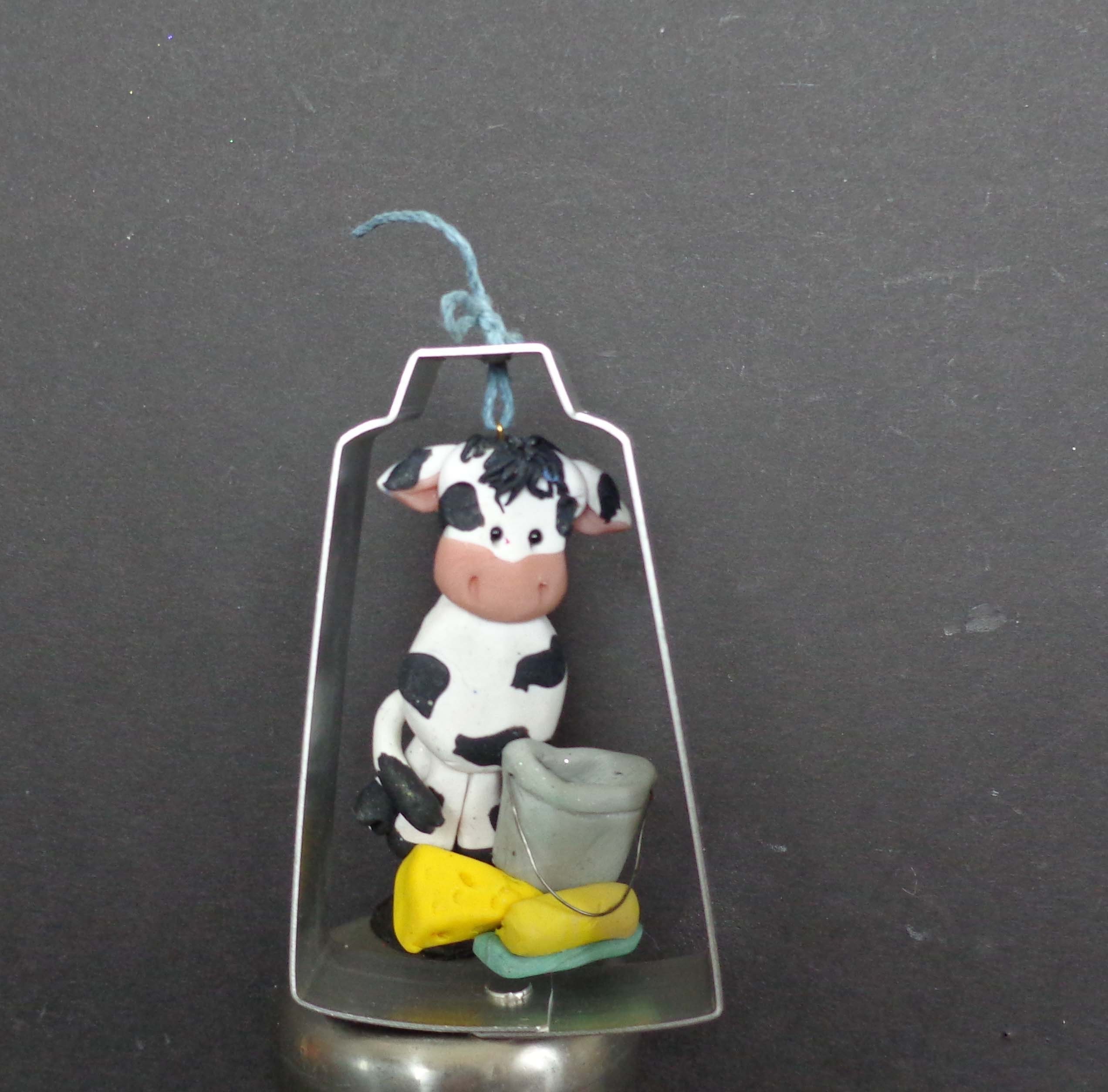 Dairy Cow Christmas Ornament Milk Bottle Cowbell 1st Polymer Etsy