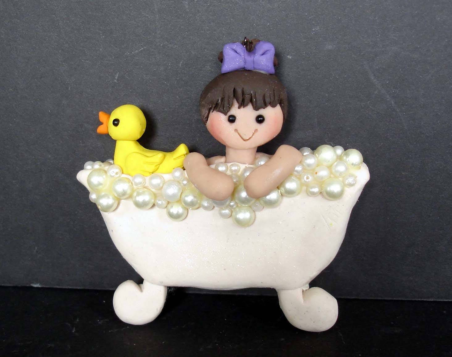 Girl Bathtub Christmas Ornament Polymer Clay Milestone Cake Etsy