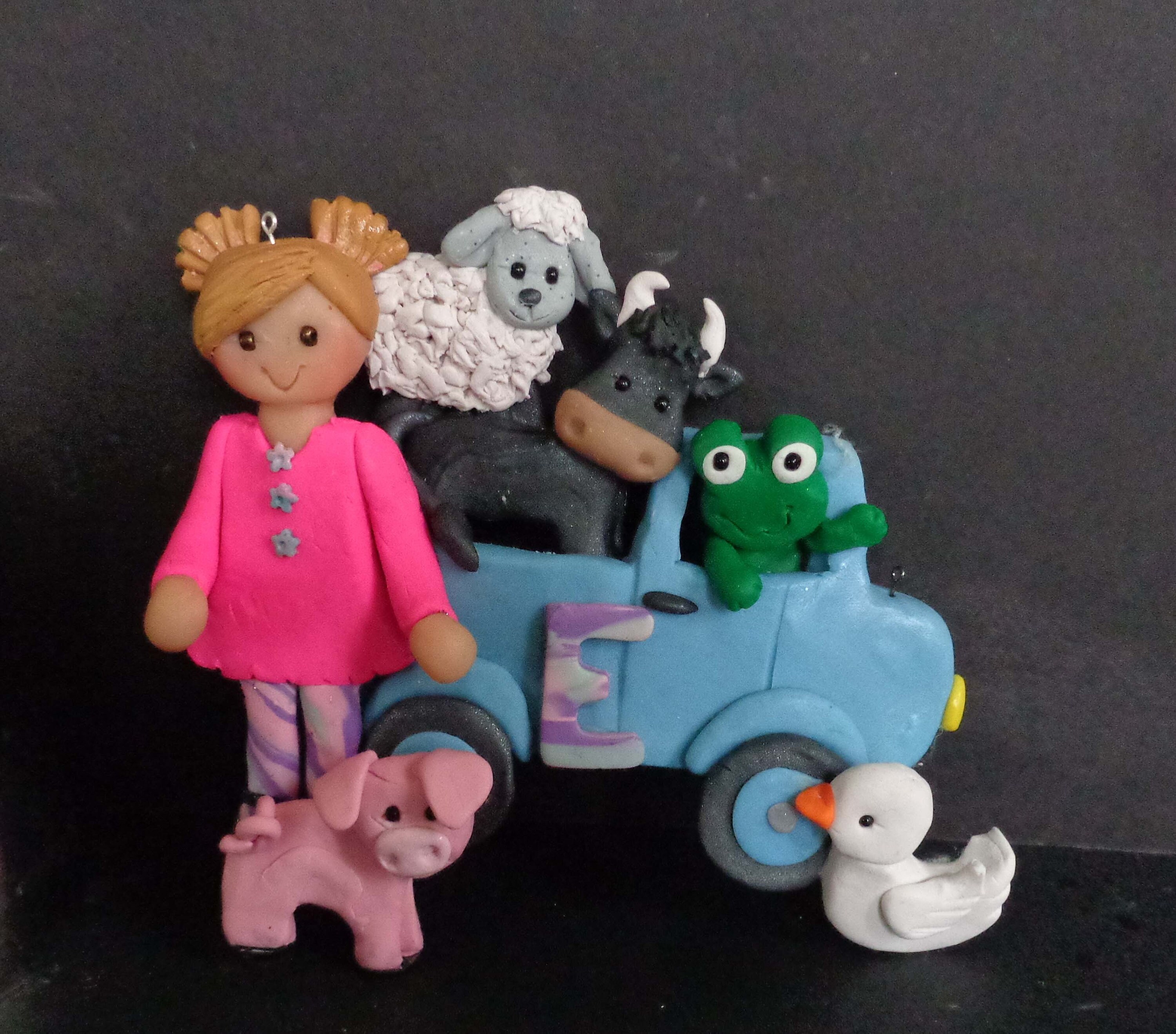 Petit Camion Bleu Ornement De Noel Vache Cochon Grenouille Etsy France