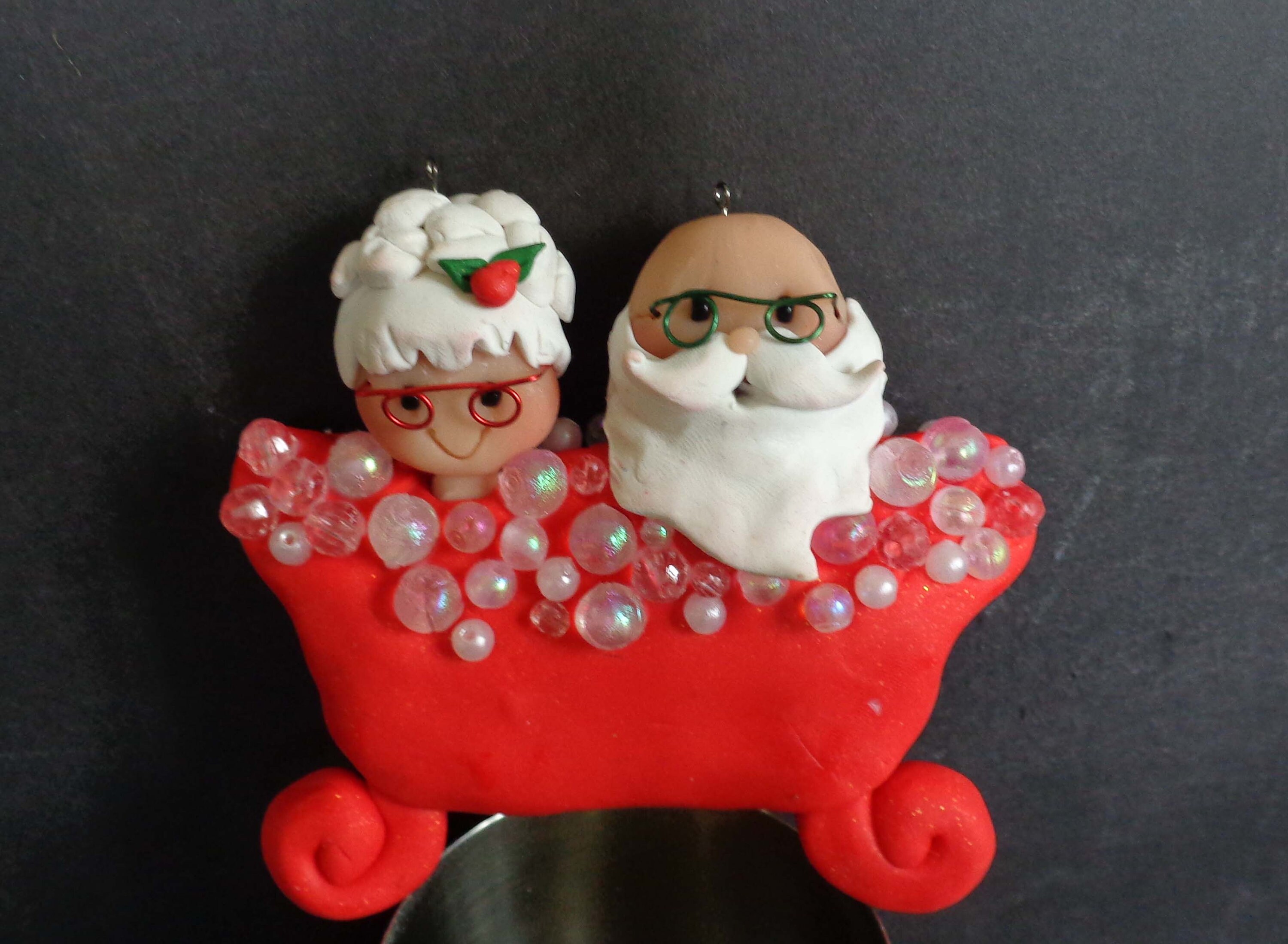 Santa Bathtub Christmas Ornament Mr Mrs Claus Antique Claw | Etsy