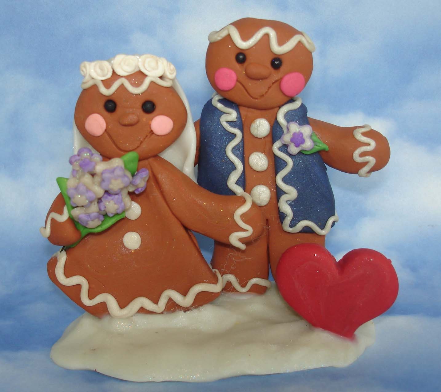 Gingerbread Bride Groom Wedding Couple Handcrafted Polymer | Etsy