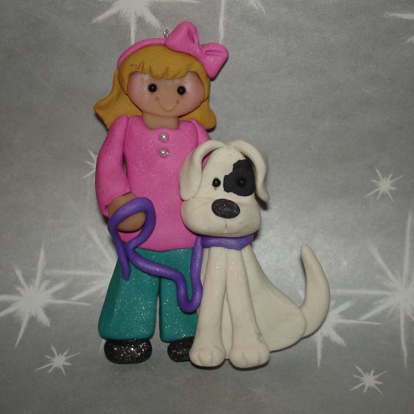 Dog Pet Christmas Ornament Collar Leash Puppy Polymer Clay Milestone Cake Topper Girl 1st Groomer Sitter Walker Show Judge Veterinarian