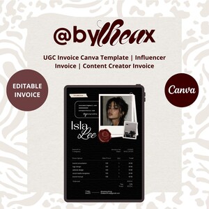 Plantilla de factura editable de Canva para influencers y creadores de contenido