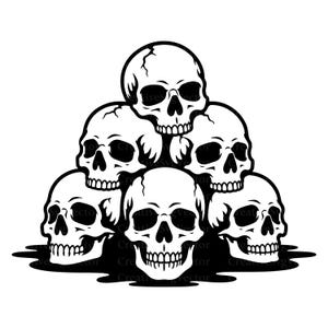 Skull SVG, Gothic Skull Stack, Halloween Horror Vector, Spooky Decor Design, Cutting Machine Files