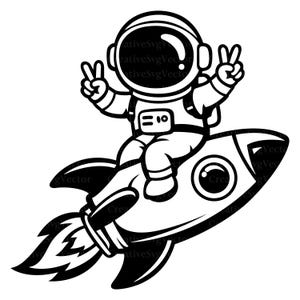Astronaut SVG, Rocket Ship, Space Explorer, Cosmic Adventure, Galaxy Mission Graphic
