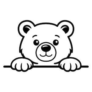 Oso SVG, Oso asomándose, Animal del bosque, Fauna silvestre del bosque, Colección de diseños de manualidades para niños