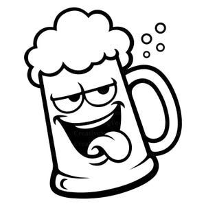 Jarra de cerveza SVG, personaje de cerveza de dibujos animados, diseño de bebida de pub, arte divertido de bebidas, celebración de fiesta