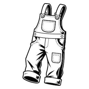 Overalls SVG, tuinbroek clipart, werkkleding snijbestand, boerenkleding ontwerp, Cricut SVG, Silhouette bestand, printbare vector