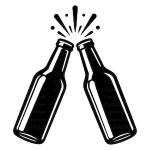 Beer Cheers SVG, Clinking Bottles, Bar Party, Drinking Celebration, Cricut Cut File Design