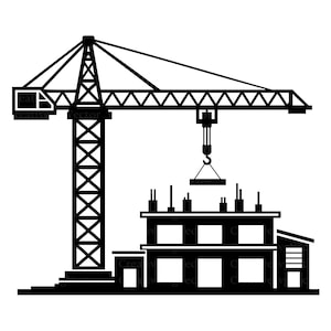 Construction Crane SVG, Building Site Clipart, Contractor Architecture Vector, Industrial Engineering Design