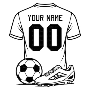 Fußball Trikot Shirt, benutzerdefiniertes Fußball-Shirt, Spielernummer Grafik, Sport-Team-Design, Cricut-Datei