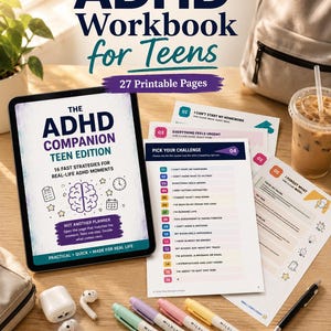 ADHD Workbook for Teens | Executive Function Skills, Focus & Organization Guide, Printable ADHD PDF, Teen Digital Download
