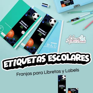 Etiquetas Escolares Deportes | Plantilla Canva
