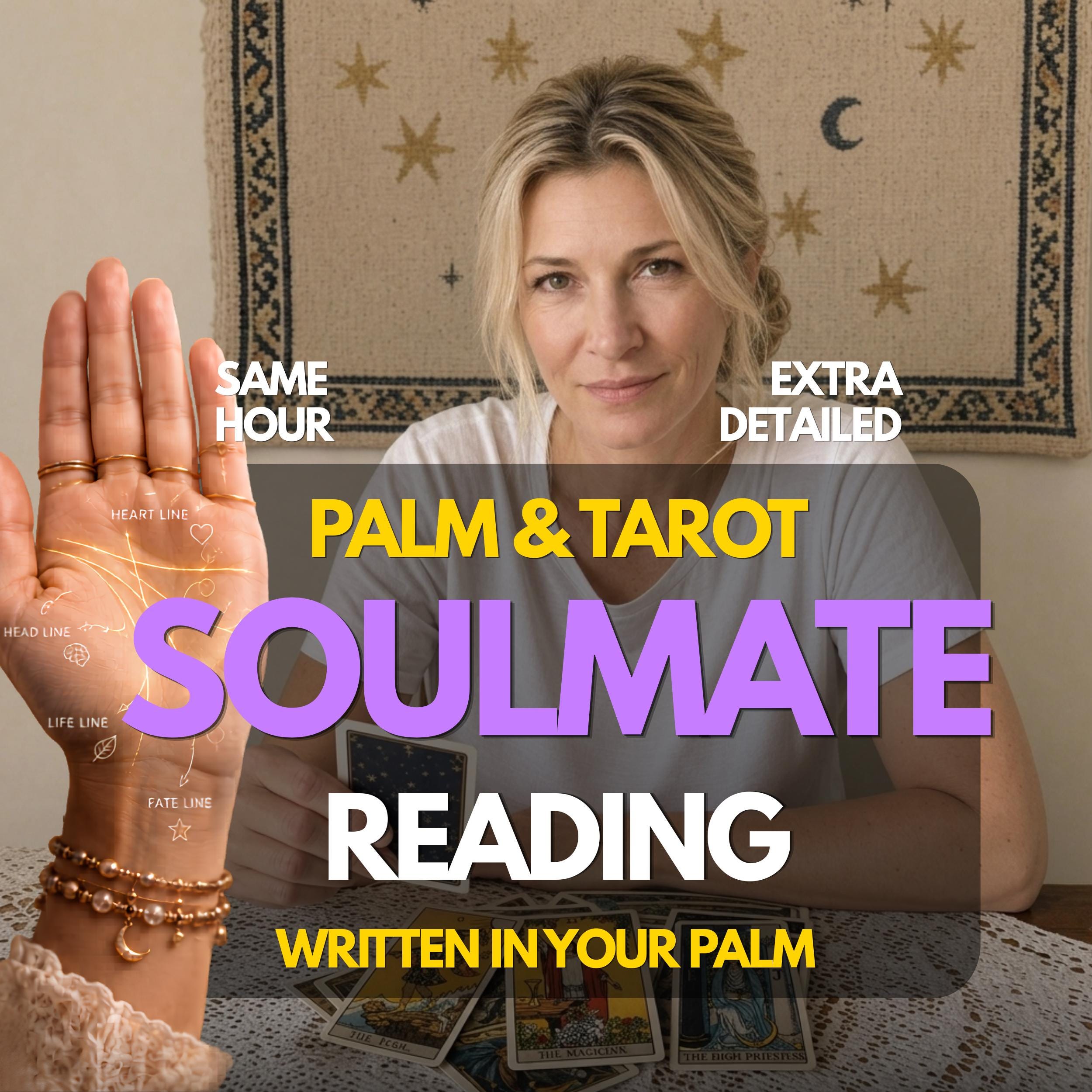 Soulmate Palm Reading ,Love & Relationships ,Psychic Reading for Soulmate Connection, Same Hour Delivery