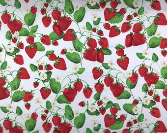 STRAWBERRY PATCH STRAWBERRIES STRIPE FABRIC