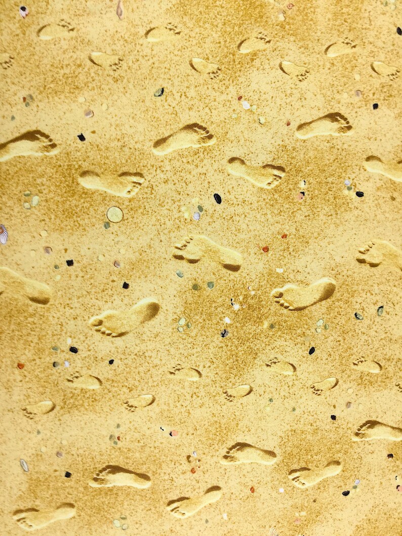Footprints in the Sand Nautical Fabric Cotton Fabric Etsy