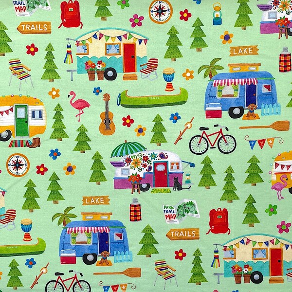 Camping Theme Fabric Etsy