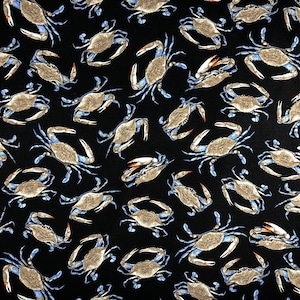 Crab Fabric - Tossed Blue Crabs - Sea Life Fabric - Quilting Fabric - Cotton Fabric - Timeless Treasures -  SL-31