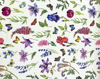 Deborah's Garden - Floral Toss White - Flower Fabric - FL-372