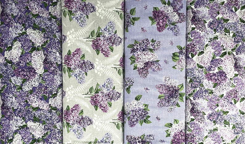 Lilac Garden Pale Gray Multi Lilac Garden Lilac Flowers Cotton Fabric Quilting Fabric FL-327 image 5