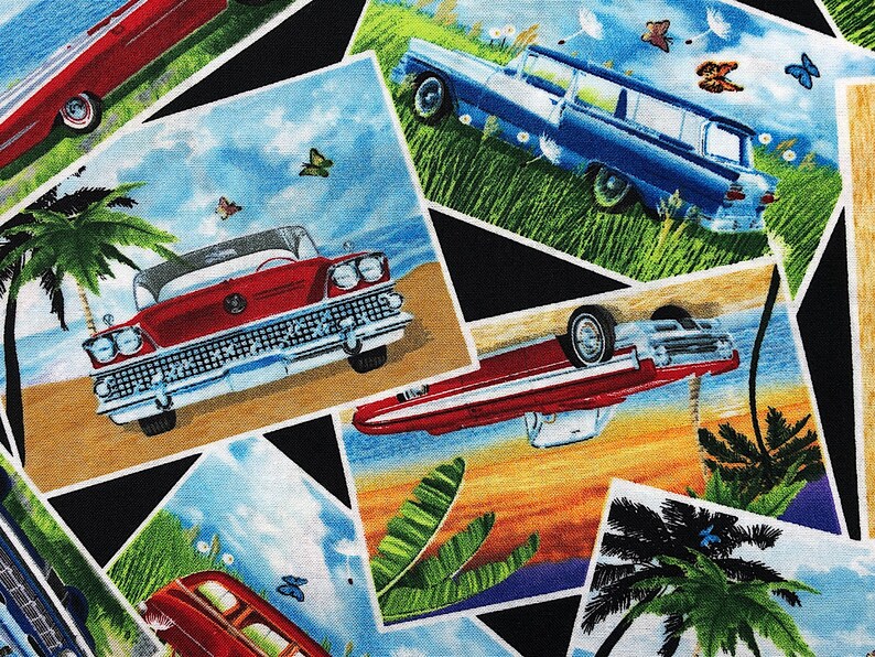 Car Fabric Classic Cars Cotton Fabric Quilting Fabric Etsy