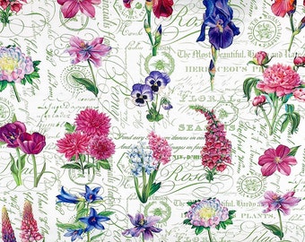 Deborah's Garden - Floral and Toile White - Flower Fabric - FL-371