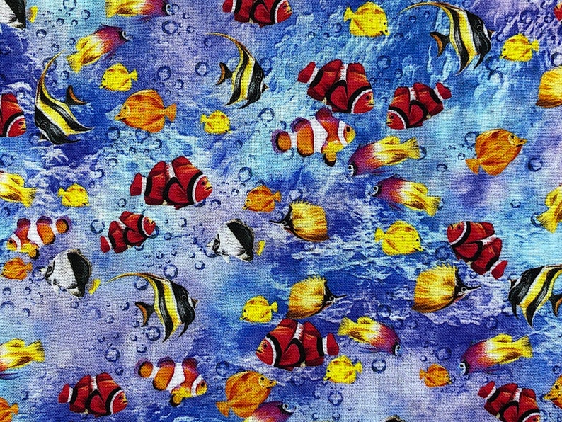 Fish Fabric the Reef Sea Life Fabric Cotton Fabric | Etsy