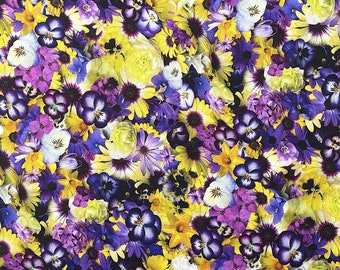 Pansies and Daisies - Flower Fabric - FL-320