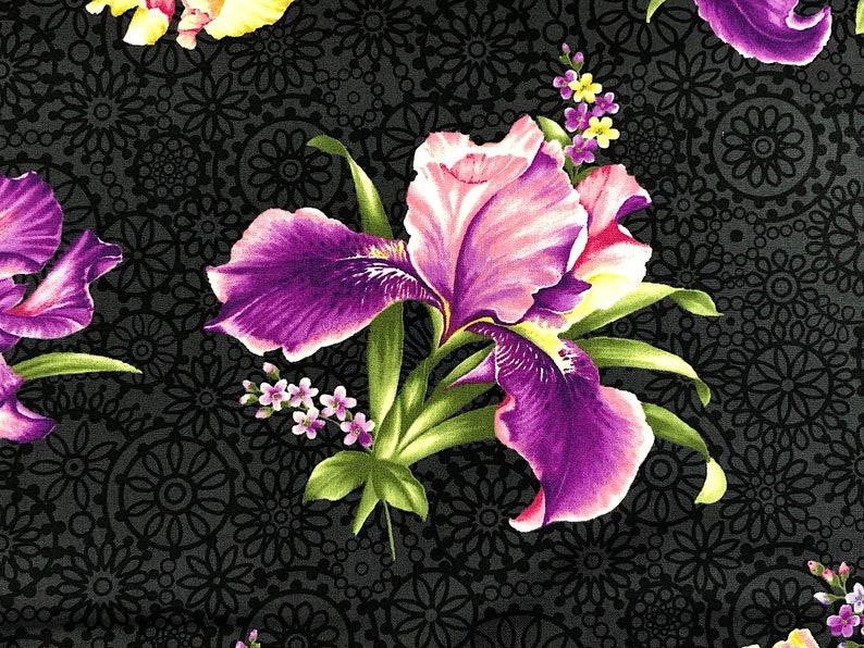 Iris Fabric Irresistible Iris Flower Fabric By the Yard Etsy