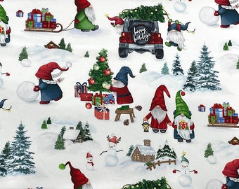 Gnome Fabric - Christmas Fabric - Cotton Fabric - XMAS-138