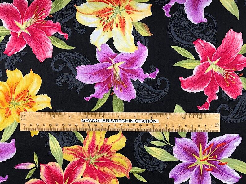 Lily Fabric Big Lily Allover Flower Fabric 100 Cotton Etsy