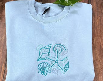 Seashell and Starfish Nautical Crewneck Sweatshirt