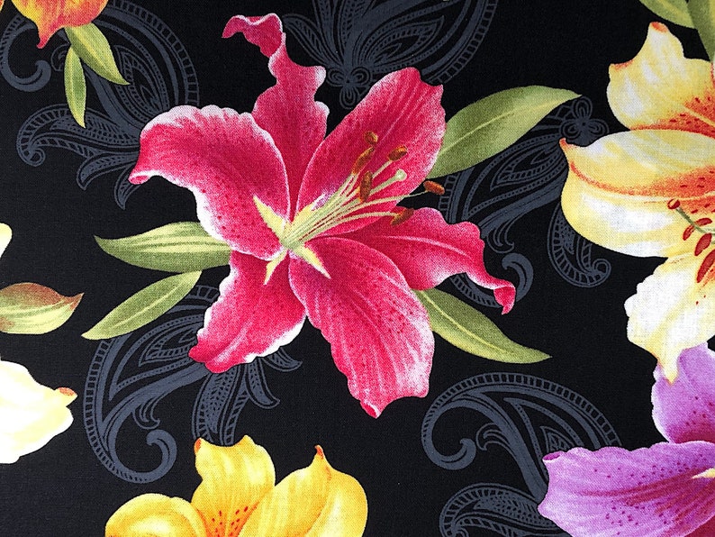 Lily Fabric Big Lily Allover Flower Fabric 100 Cotton Etsy