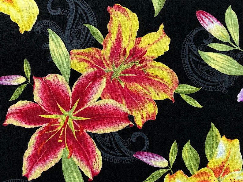 Lily Fabric Big Lily Allover Flower Fabric 100 Cotton Etsy