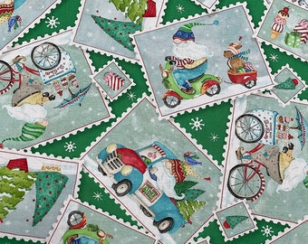 Postcard Toss - Christmas Fabric - Wheeling Wonder Wonderland - XMAS-143