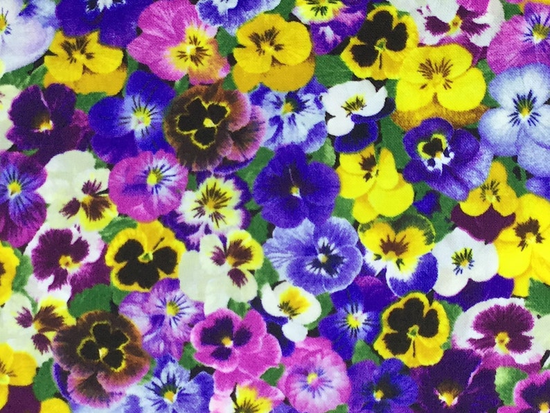 Pansy Fabric Packed Pansies Flower Fabric Cotton Fabric Etsy