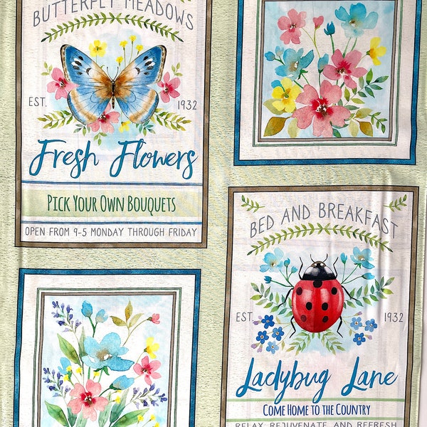 Wildflower Farm Panel - Designer Jane Maday - Panels - Ladybug Lane - Butterfly Meadows -FL-265