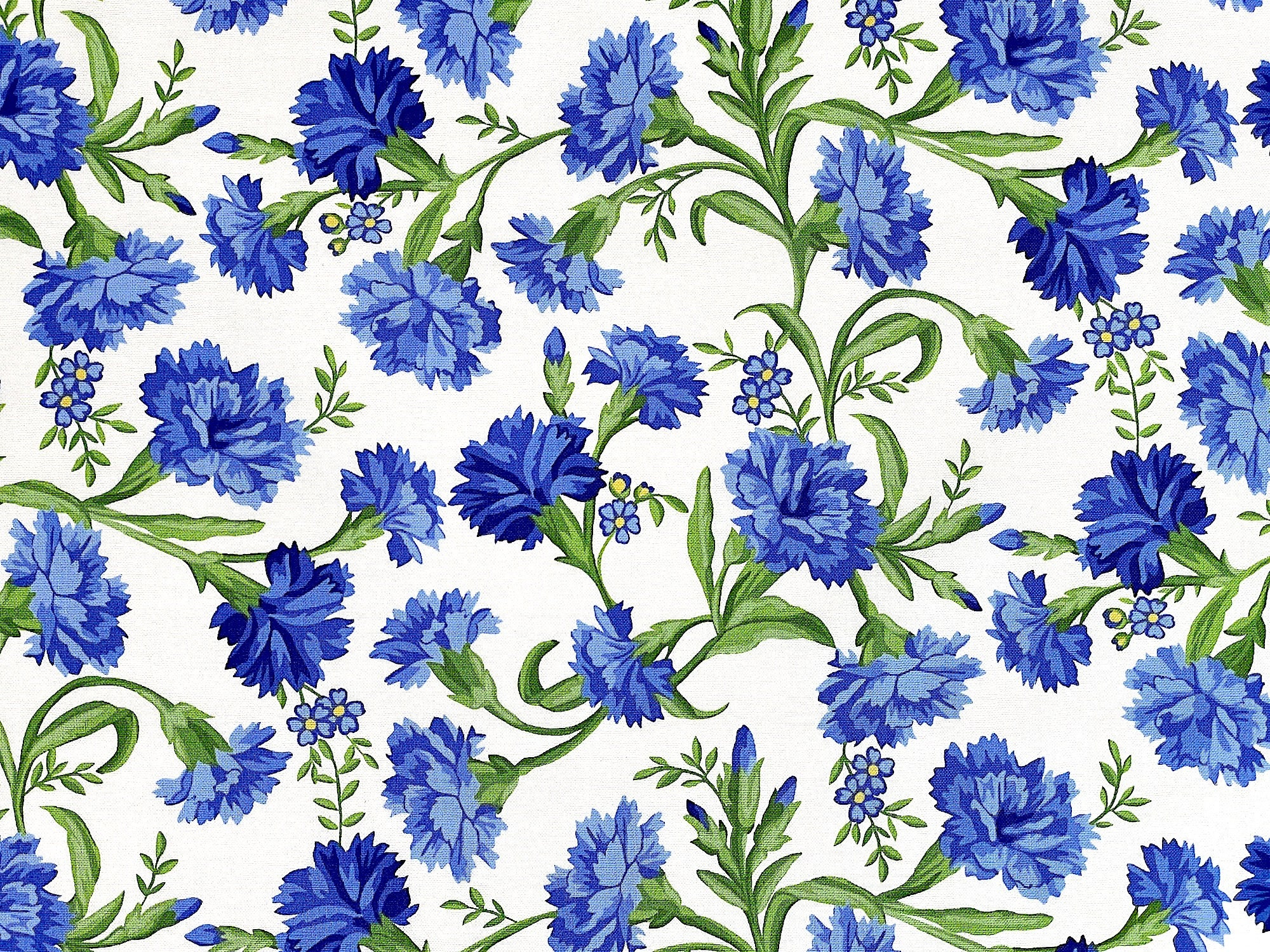 Flowerhouse Jubilee Blue Flower Fabric Carnation Fabric Etsy