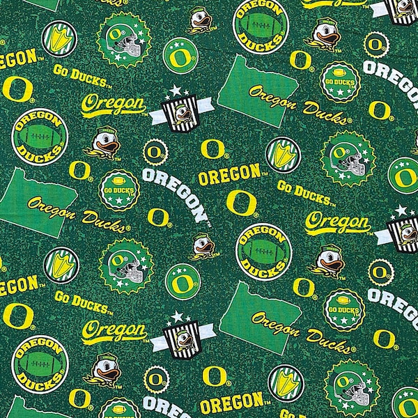 Oregon Duck Fabric - University Of Oregon - Cotton Fabric - Sports Fan Fabric - SPORT-33