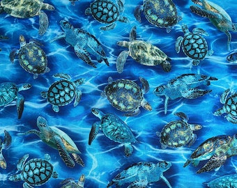 Sea Turtle Fabric - Ocean Fabric - Oceana - Cotton Fabric - Quilting Fabric - SL-66
