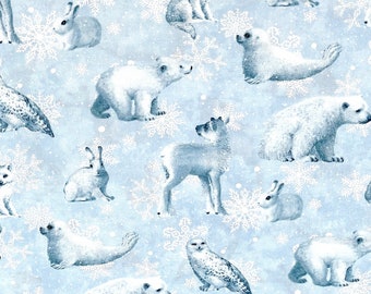 Bear Fabric - Father Christmas - Wildlife Fabric - ANMISC-63