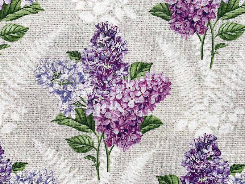 Lilac Garden Pale Gray Multi Lilac Garden Lilac Flowers Cotton Fabric Quilting Fabric FL-327 image 4