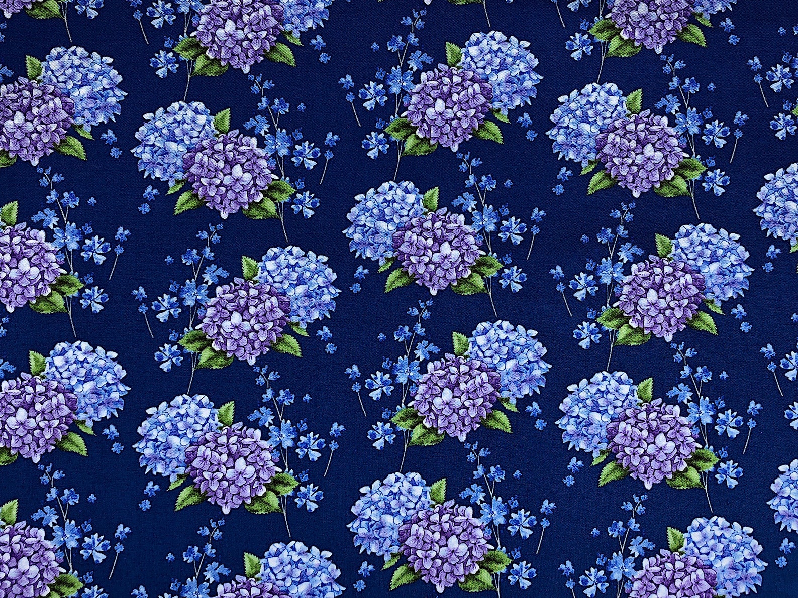 Hydrangea Fabric Tossed Allover Hydrangea Cotton Fabric Etsy