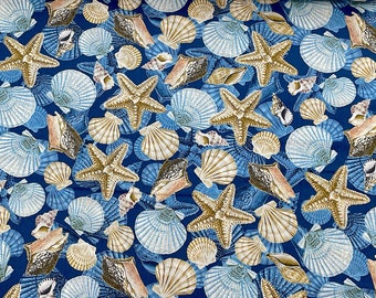 Coastal Shells - Seashell Fabric - Nautical Fabric - NAU-119