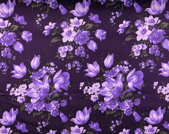 BUSY Polycotton Fabric FLORAL Purple Flowers Material Crafts METRE & HALF METRE BUSY Polycotton Fabric FLORAL Purple Flowers Material Crafts METRE & HALF METRE
